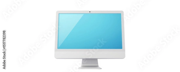 Fototapeta desktop monitor icon in pastel plastic style, front facing design with cartoon softness, white shadow base and clipping path for easy stock use.