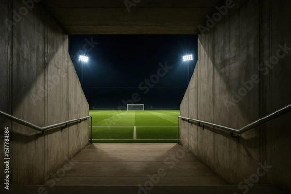 Fototapeta Soccer player taking a shot on goal on a soccer field.