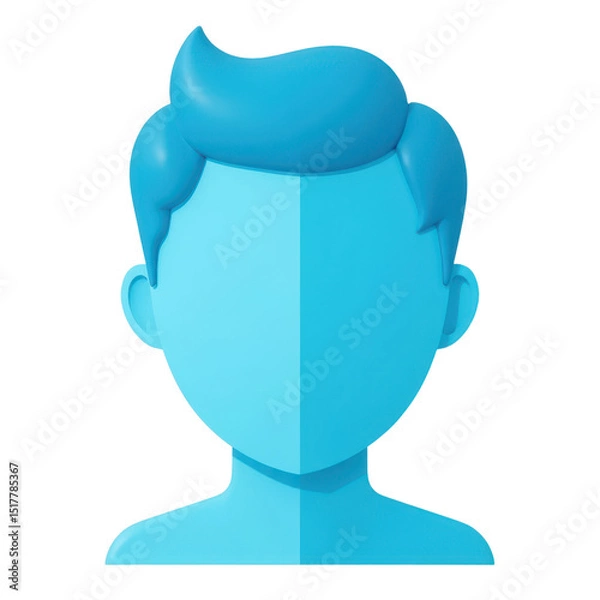 Fototapeta friendly user profile icon in plastic style with cyan tone, flat front facing avatar head, smooth shape, no background.