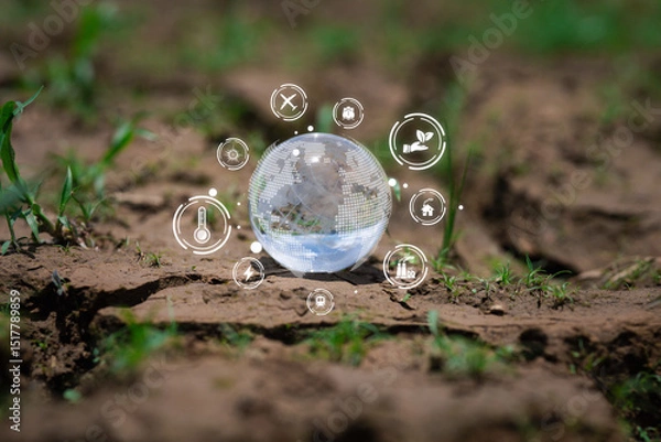 Fototapeta Transparent globe symbolizing environmental care and technology trends