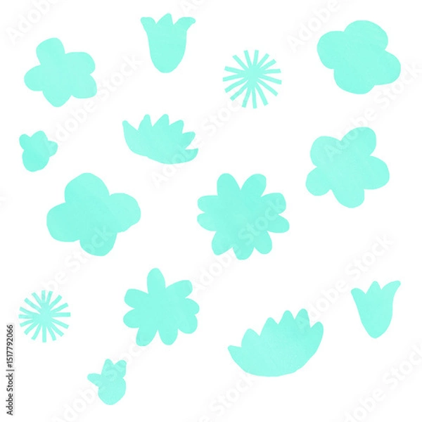 Obraz 花　mint　フリーハンド　絵の具　水彩