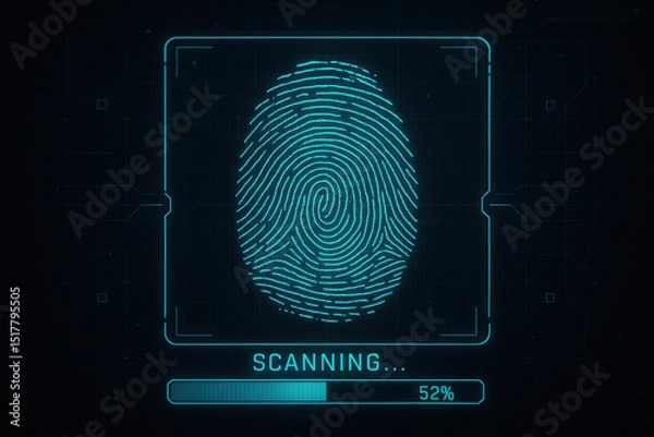 Fototapeta Fingerprint scanning on screen.