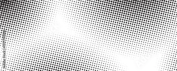Fototapeta Dotted gradient halftone background. Horizontal seamless dots pattern in pop art style.