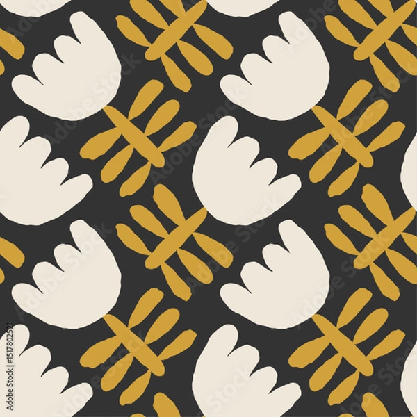 Obraz Trendy minimalist seamless botanical pattern with abstract creative hand drawn composition