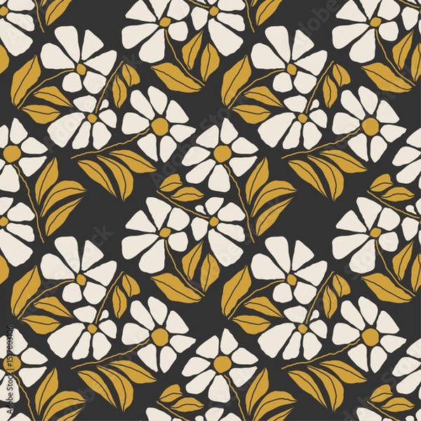 Obraz Trendy minimalist seamless botanical pattern with abstract creative hand drawn composition