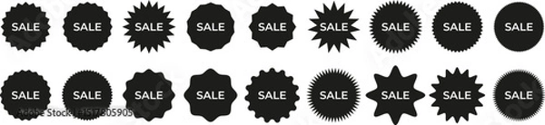Fototapeta Black Sale Labels Collection. Sale labels in starburst shapes for promotions, discounts, and marketing materials. Vector EPS 10