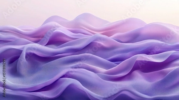 Fototapeta abstract purple silk waves  background with white backdrop 