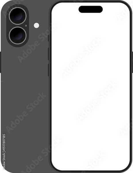 Fototapeta Smartphone Mockup – Front and Back View in Black. Ideal for UI, app, and website design presentations. Vector EPS 10