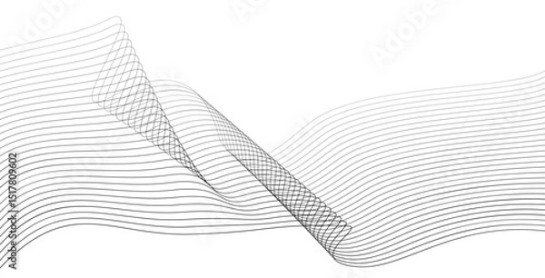 Fototapeta Wavy lines surface. Dynamic flowing twisted blend long lines for technology, music, business design