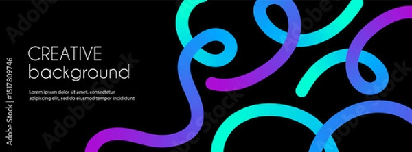 Fototapeta Creative background with colorful gradient twisted lines. Vector abstract dark bright ribbons pattern for covers, presentations, banners