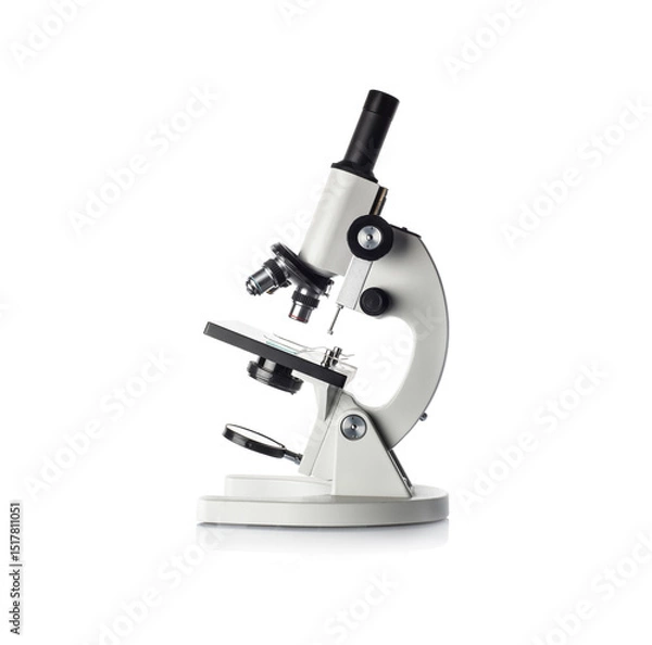 Obraz Microscope (scientific and educational) isolated on white background. Optical microscope - scientific equipment for your design.