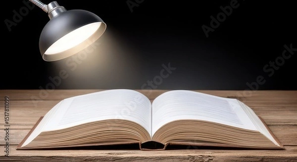 Fototapeta Illuminated Open Book on Wooden Table