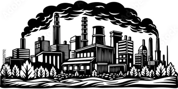Fototapeta vector illustration of industrial factory