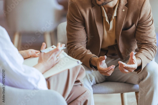 Fototapeta Professional Conversation Between Individuals in a Counseling Setting