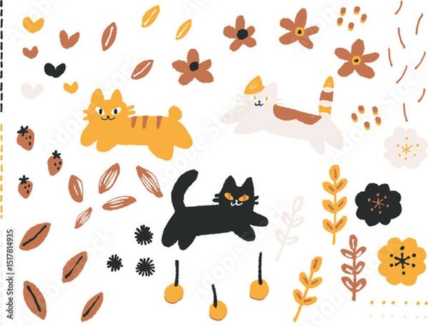 Obraz オレンジの猫たちの素材