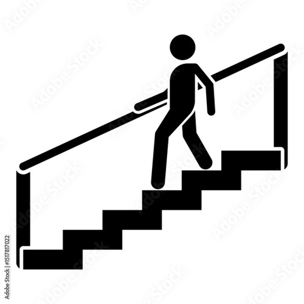 Fototapeta "Use hand railing on stairs" instructional icon
