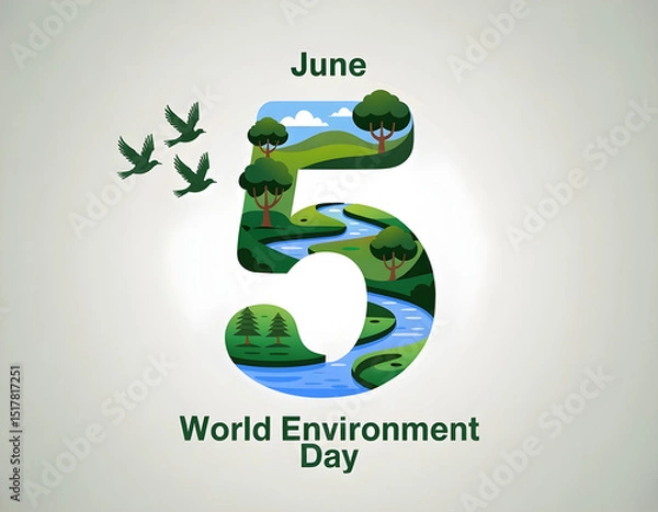 Fototapeta eco-themed june 5 world environment day design with green forest elements


