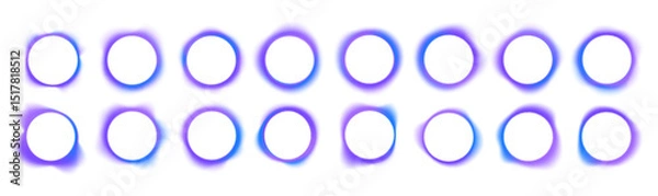Fototapeta Round banner with neon gradient isolated on white transparent background in PNG vector format. Round light frame. Can be used for badges, price tags, labels.	