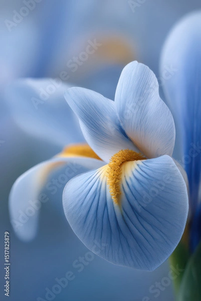Fototapeta closeup of blooming iris flower showcasing its delicate petals and intricate details