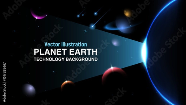 Fototapeta Universe Background Vector Illustration – Space Exploration, Galaxy Planets, Minimalistic Color Design, Cosmic Template for Presentation and Brochure