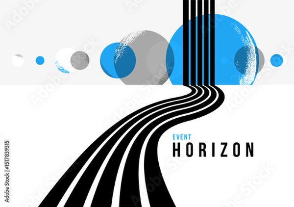 Obraz Future lines in 3D perspective vector abstract background, black and blue linear composition, road to horizon and sky concept, optical illusion op art.