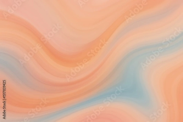 Fototapeta Abstract pastel wavy background with smooth flowing gradient curves, soft peach and lavender color tones, minimalist design, modern aesthetic, elegant fluid texture, stylish digital art backdrop