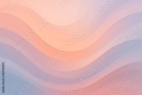Fototapeta Abstract pastel wavy background with smooth flowing gradient curves, soft peach and lavender color tones, minimalist design, modern aesthetic, elegant fluid texture, stylish digital art backdrop