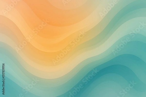 Fototapeta Abstract pastel wavy background with smooth flowing gradient curves, soft peach and lavender color tones, minimalist design, modern aesthetic, elegant fluid texture, stylish digital art backdrop