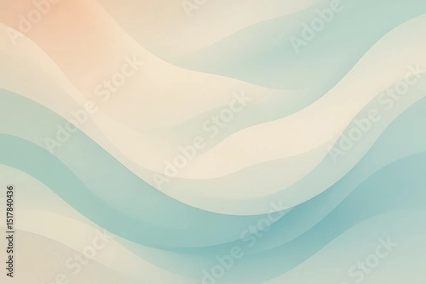 Fototapeta Abstract pastel wavy background with smooth flowing gradient curves, soft peach and lavender color tones, minimalist design, modern aesthetic, elegant fluid texture, stylish digital art backdrop
