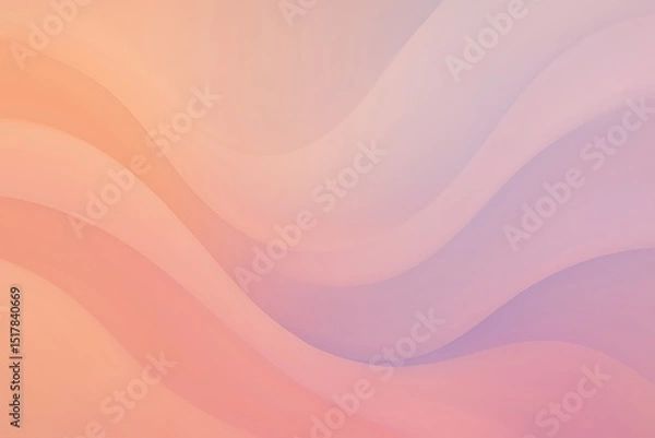 Fototapeta Abstract pastel wavy background with smooth flowing gradient curves, soft peach and lavender color tones, minimalist design, modern aesthetic, elegant fluid texture, stylish digital art backdrop