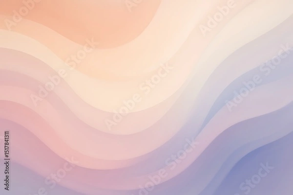 Fototapeta Abstract pastel wavy background with smooth flowing gradient curves, soft peach and lavender color tones, minimalist design, modern aesthetic, elegant fluid texture, stylish digital art backdrop