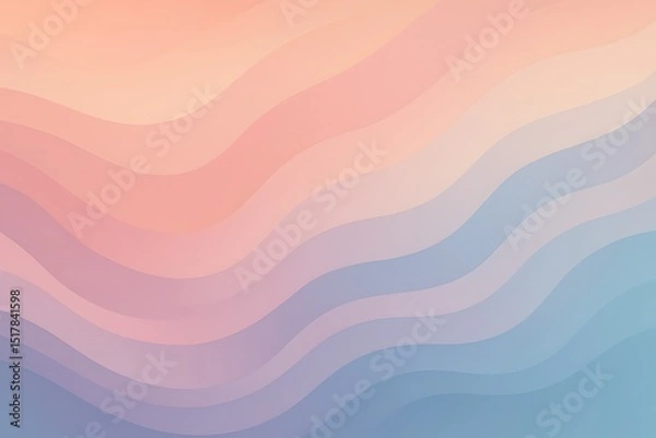 Fototapeta Abstract pastel wavy background with smooth flowing gradient curves, soft peach and lavender color tones, minimalist design, modern aesthetic, elegant fluid texture, stylish digital art backdrop