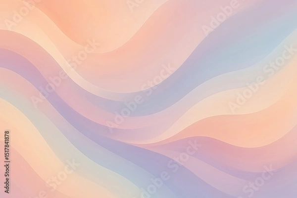 Fototapeta Abstract pastel wavy background with smooth flowing gradient curves, soft peach and lavender color tones, minimalist design, modern aesthetic, elegant fluid texture, stylish digital art backdrop