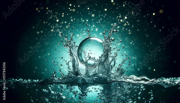 Fototapeta High-speed photography of water splashes capturing dynamic movement and fluid shapes. The images showcase detailed water motion with reflections and light effects.