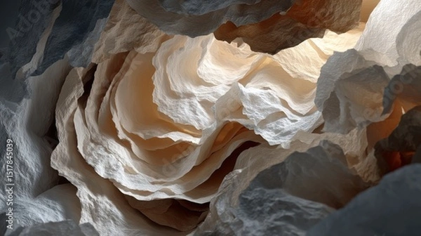 Fototapeta Abstract Organic Layers and Textures in Neutral Tones with Warm Light