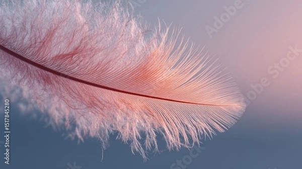 Fototapeta Close-up of a delicate feather on a gradient background