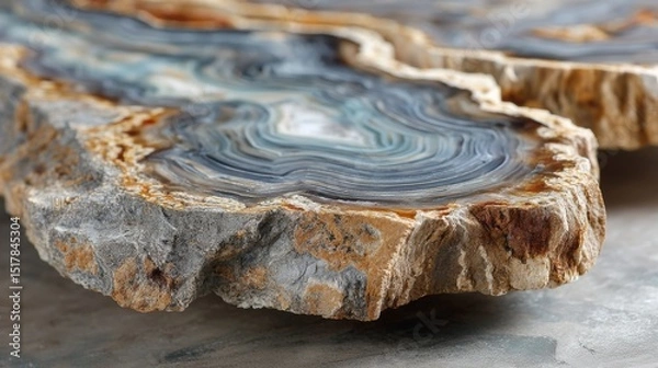 Fototapeta Close-up of Natural Agate Stone Slice with Colorful Layers