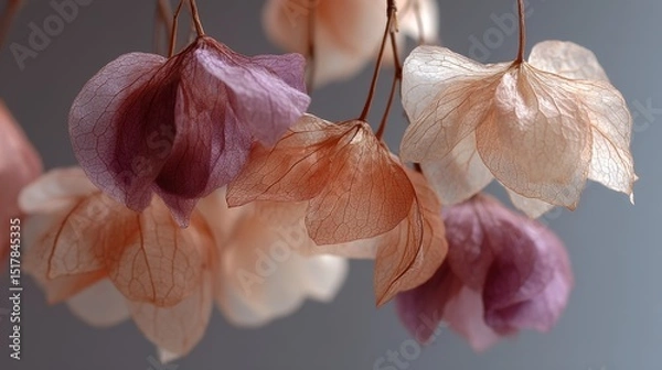 Fototapeta Delicate Dried Flower Blossoms Hanging on Stems