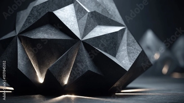 Fototapeta Dark Geometric Form with Dramatic Light and Shadow