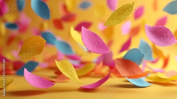 Fototapeta Falling Colorful Paper Shapes Background
