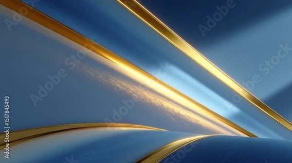 Fototapeta Elegant Abstract Background with Blue and Gold Curves