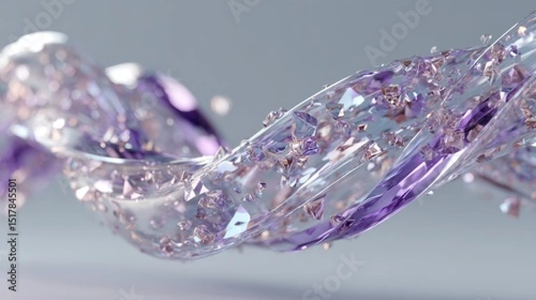 Fototapeta Elegant Purple and Clear Crystal Wave Abstract Background