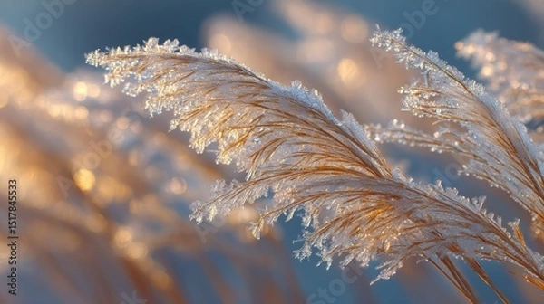 Fototapeta Frosty Reed in Warm Winter Light
