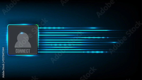 Obraz Digital User Connection Abstract Profile Icon with Data Streaming