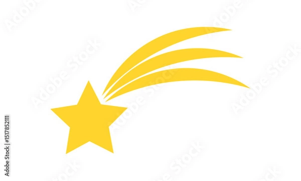 Fototapeta Shooting star icon. Symbol of falling star, comet design element on white background. Vector illustration.