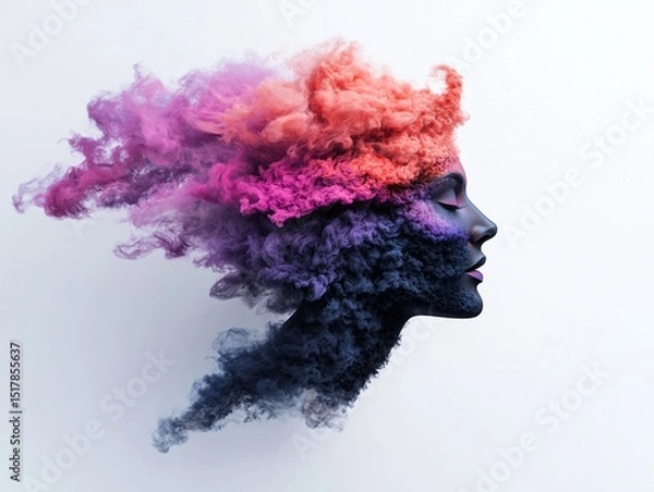 Obraz Whimsical Colorful Portrait of a Woman Emerging from Paint Explosion