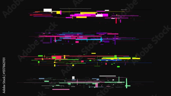 Obraz Glitch effect texture. Vector elements set