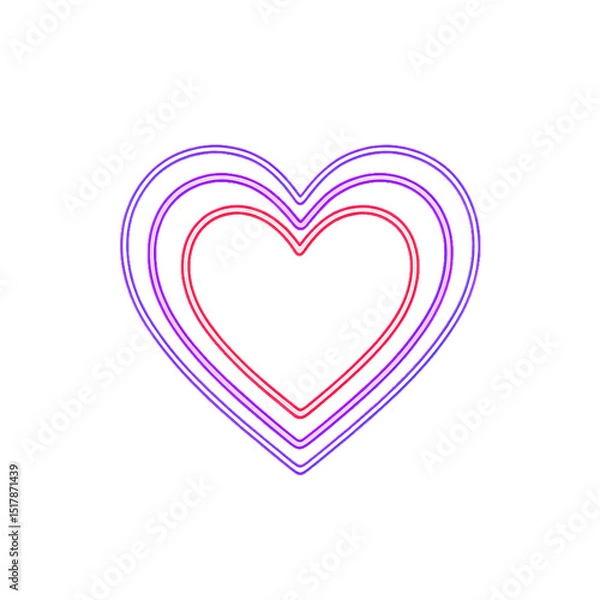Fototapeta Bright Neon Heart Outline with Simple Frame and Colorful Design