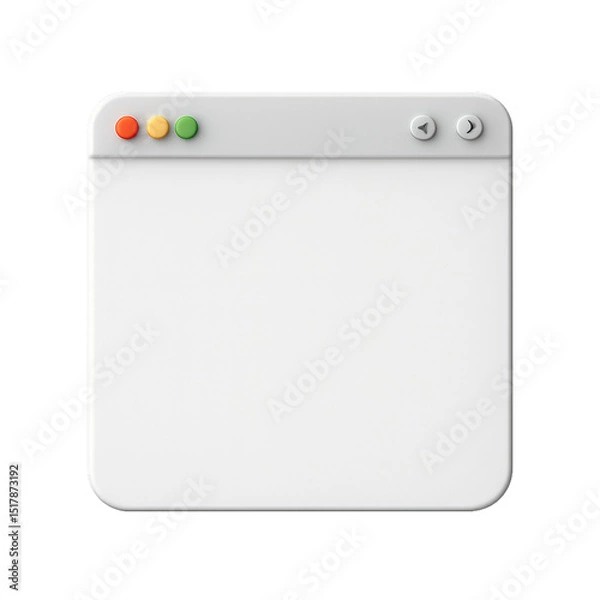 Obraz Simple 3D Transparent Browser Window with Colorful Buttons
