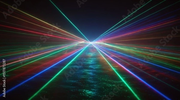 Fototapeta Abstract Colorful Laser Beam Light Show Display with Geometric Patterns and Reflections for Entertainment and Technology Backgrounds